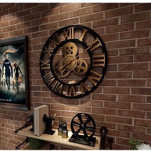 壁時計クリエイティブレトロウォールクロックファッショナブルな装飾ギアリビングルームQ240509