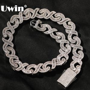 Uwin 15 mm Iced Out Infinity Collane per uomini AAA CZ Baguettecz Impostazione di gioielli hip hop chocano a catena di collegamento cubano per regalo 240508