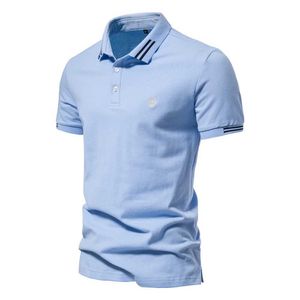 Men's Polos AIOPEON brand 100% pure cotton mens polo shirt casual solid color short sleeved new summer designer clothing for men Q240509