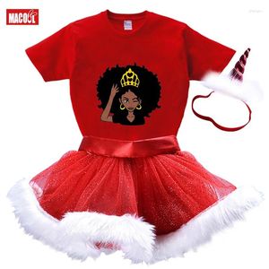 Clothing Sets Baby Girls Christmas Princess Dress 2-8Year Old Birthday Party Short Sleeve T-shirt Red Winter Infant Skirt Suit