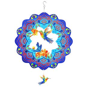 Muwoob Hummingbird Spinner, 12 -Zoll -reflektierende Skulptur aus rostfreiem Stahl, Metallhänge -Windspinner, 3D -Kunstdekorationen für kinetische Kinetik -Hof für Outdoor, Innenräume,