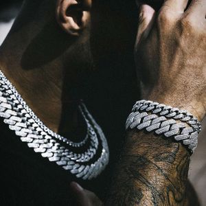 Hip Hop Jewelry 19mm Iced Out Cuban Link Chain CZ Moissanite Cuban Chain Link Man Necklace Diamond Gold Plated Cuban Chain
