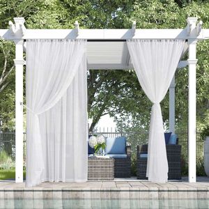 RYB HOME Outdoor Terrace Transparent with 2-layer Pole Pocket Design Privacy and Additional Filtering, Suitable for Indoor Curtains on Porch Balconies, Living