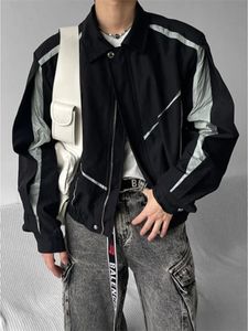 Vintage Y2K Patchwork Baseball Coats Streetwear Men Jacket Male Hip Hop Clothing Spring Autumn Top Bomber Jacket Racing Outerwear 240502