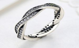 Sterling Silber Ring Roségold Pave Love Eternal geflochten mit Kristallring kompatibel mit PS06669304777