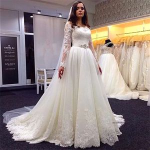 Country Scoop Appliques A-Line Dresses Dress White Bride Dress Lace LACE LONGE COM VIOS DE COMPRIMENTOS DE SASH DISTRIMENTES