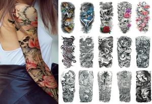 100 Sheet Large Arm Sleeve Tattoo Waterproof Lotus Temporary Tattoo Sticker Men Full Flower Tatoo Body Art Girl6706713