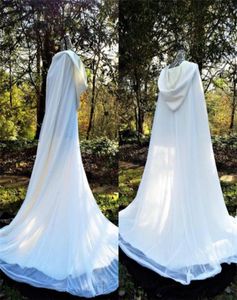 70er Jahre Hochzeit CAPES CLOAKS Mantel weiß Elfenbein Kapuze mittelalterlicher Wrap Bolero Jacke Brautzubehör Perlen Custom Plus Size72092218056536