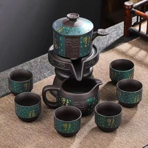 8 peças Conjunto de chá chinês Kung Fu Automático osso automático porcelana e viagens de xícara para 6 pessoas 240428