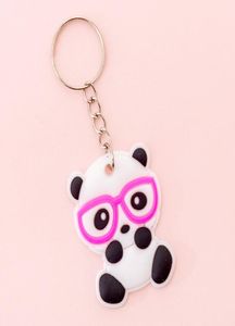 Korean Creative Cartoon Silicon Keyring Kawaii Girls Children School Bag Decoration Key Chain Glasses Panda Keychain9974269