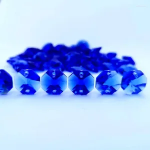 Ljuskrona kristall 14mm blå åttkantpärlor solfångare prismor prismel delar glas åttonal hänge hängande dekor prydnader