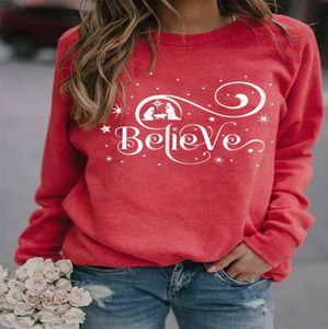 autumn New winter 2020 new Thanksgiving new believe printed women039s sweater5023759