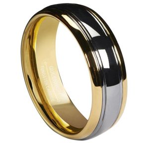 Tungsten Carbide Ring 6mm Dome Gold Silver Color Beeds مع حلقات زوجين مصقولة عالية للعشاق 5346578