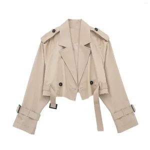 여자 트렌치 코트 의류 벨트 3 색 짧은 캐주얼 윈드 브레이커 재킷