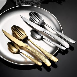 Gold Cutlery łyżka widelca nóż ze stali nierdzewnej noża widelca łyżka złota ze stali nierdzewnej stek stek stek do kawy łyżki zestawów stołowych