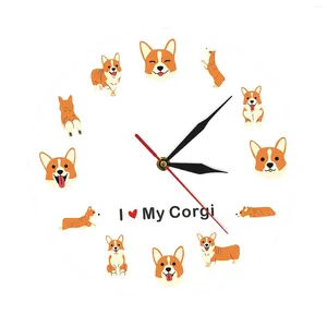 Wall Clocks Hanging Clock Dogs Theme Decor Creative Silent For Living Room Dining