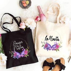 Borse per la spesa Tote Bag Team Squad Squade Spagnolo Spagnolo Spalla da sposa Bridal Single Madrette Crown Flower Crown