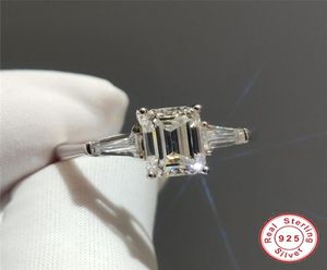 Pierścienie klastra Geoki 925 Srebrne Szmaragd Cut 1-2 Ct Pokrywanie diamentów Testcolor VVS1 MOSSANITE WEDLID Pierścień Kobieta luksusowa biżuteria GI9942036