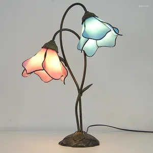 Tischlampen Tiffany Buntglas für Wohnzimmer Schlafzimmer Blumenschreibtisch Lampe Mittelmeer Vintage Stand Leuchten Wohnkultur