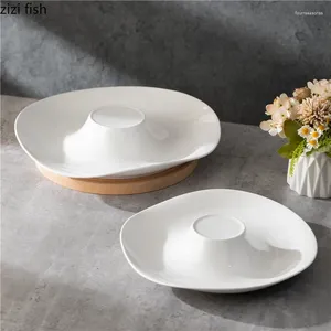 Plates Pure White Irregular Ceramic Dessert Plate Restaurant Thick Soup Pasta Salad Molecular Cuisine Specialty Tableware