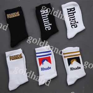 Rhude Sock Mens Pure Cotton Sock Designer Street Shate Board Socks Luksusowy litera Knit Sock