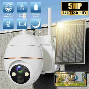 IP -kameror 5MP Solar WiFi Camera 8000mah Battery PTZ Monitoring IP Camera Wireless PIR Human Tracking CCTV HD Outdoor Waterproof 5x Zoom D240510