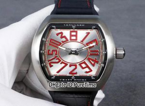 New Crazy Hours 8880 Automatic Mens Watch Steel Case Black Inner Silver Dial Red Big Color Number Markers Red Rubber Leather Puret4109126