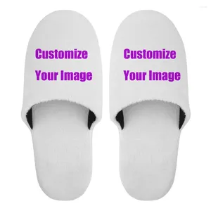 Slippers 3D Personalizou sua imagem Po casal Mulheres de inverno Casa do atacado El Warm não desliza Slides Drop