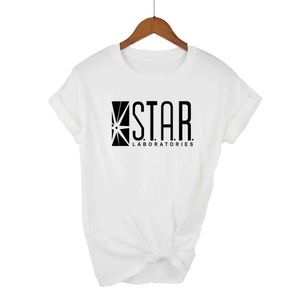 女性のTシャツ新しいファッションサマーTシャツ面白いアメリカンドラマThe Flash Short Top Star Laboratories Women Comic Books TV Star CasuaryT Y240509