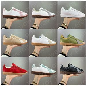 Men Casual Shoes Classic Sneaker weißes Leder und Wildleder Gat Deutsche Armee-Trainer Leder Low Top Sport Sneakers 36-45