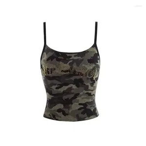 Tanques femininos American Vintage Camouflage Vest for Women 2024 Summer Slim Fit Top Top Y2K E-GIRL SEXY OFF OMBRO TOPS CAMISOLE