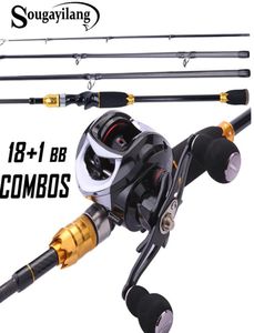 Sougayilang Fishing Rod Set Baitcasting wędkarski i kołowrotek przenośne zestawy sprzętu do słodkowodnej woda Słona 5927853