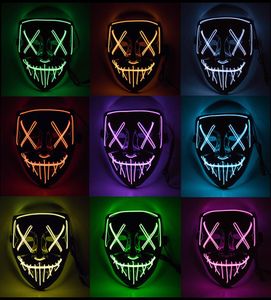 Halloween Horror Mask LED Glowing Masks Purge Masks Val Mascara Costume DJ Party Light Up Masks Glow In Dark 10 Colors W00239903538