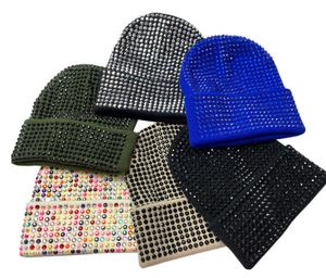 Cappelli da cranio Cappello a maglia calda cento per cappello di diamanti acrilico uomini e donne cappello da pullover europeo e americano