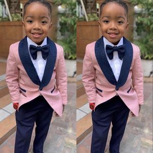 Ring Bearer Wear Suits Boys For Wedding Birthday Party Outfits 2023 Prom Suits Graduation Attire Kids Formal Tuxedos 2 Pieces Set Pink 220F