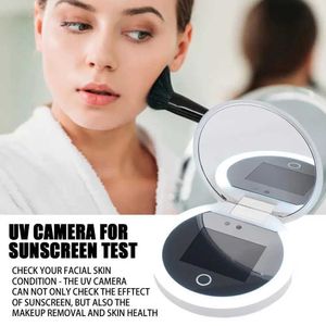 Kompakta speglar UV -kamera visualiserade ansiktssolskyddsmedel Makeup spegel med ljus som används för handhållen LED Q240509