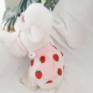 Dog Apparel Summer Thin Small Sweet Strappy Dress Puppy Clothes Cat Fashion Cute Pet Wear Kitten Strawberry Pink Princess