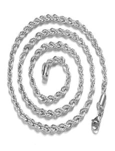 OMHXZJ Whole Personality Chains Fashion Unisex Party Wedding Gift Silver 4MM Rope Chain 925 Sterling Silver Chain Necklace NC19798329