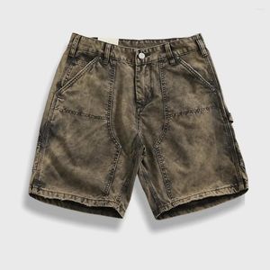 Shorts masculinos cargo pesado homens retro lama cinza para fazer calças retas de pernas retas American Casual All-in-One Calça de cinco minutos