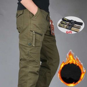 Calça masculina masculina algodão de algodão de algodão quente calças calças de corrida capa à prova de vento masculinos bolsos soltos de corrida de calças militares Tactical Military Pantsl2405