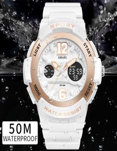 여성용 스포츠 시계 Smael Ladies Watches 캐주얼 LED 디지털 화이트 시계 여성 우아한 Relojes Mujer Women Watches 방수 Y1734816