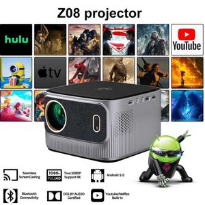 Projectors Z08 Full HD Projector Auto Focus Native 1920x1080p Android Bluetooth 5G WiFi LED Video Beam stöder 4K Smart Hem Cinema J240509