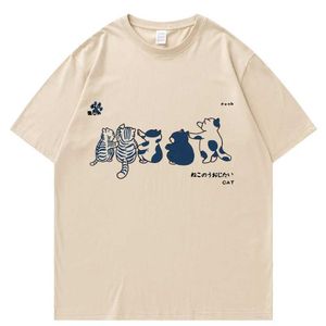 Мужские футболки 2024 Cat Men Men Hip Hop Trub