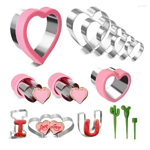 Baking Moulds 15 Pieces Heart Cookie Cutter Kit 9 Sizes Shaped Stainless Steel Valentine