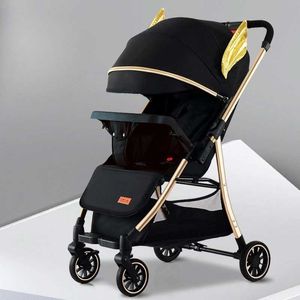 Barnvagnar# Baby Barnvagn Tvåvägs lätt barnvagn en-knapps rese bärbar barnvagn spädbarn vagga fällbar högvy barnvagn baby vagn T240509