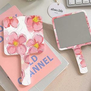 Compact Mirrors Handheld makeup mirror Portable small Square with hand-held creative design essence of travel Q240509