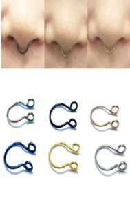 Anelli di naso in finto snello in acciaio anelli finti setto anelli a cerchio per piercing clip falsa su anelli nasali Oreja Piercings gioielli3567681