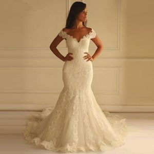 Setwell Sweetheart sirened abito da sposa fuori dalla spalla sexy pavimento lungo il pizzo abito da sposa in perline 232c