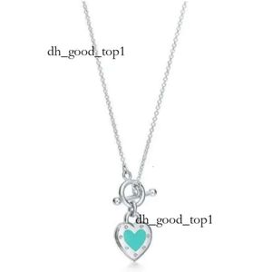 10A 925 Sterling Silver Necklace Pendant Necklaces Female Jewelry Exquisite Official Classic And Co Blue Heart Luxury Quality Designer Bracelet Tiffanyjewelry 74