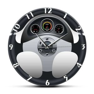 Orologi da parete Orologio da parete da 12 pollici - volante per auto unico e design del cruscotto adatto per salotti barre decorazioni per la casa Q240509